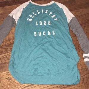 Hollister blue grey and white long sleeve T-shirt